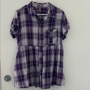 Free People Purple Plaid Shirt